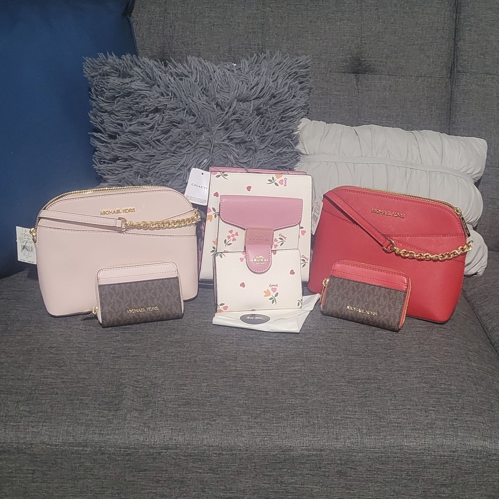 Michael Kors Red and Pink Women's Bag Set